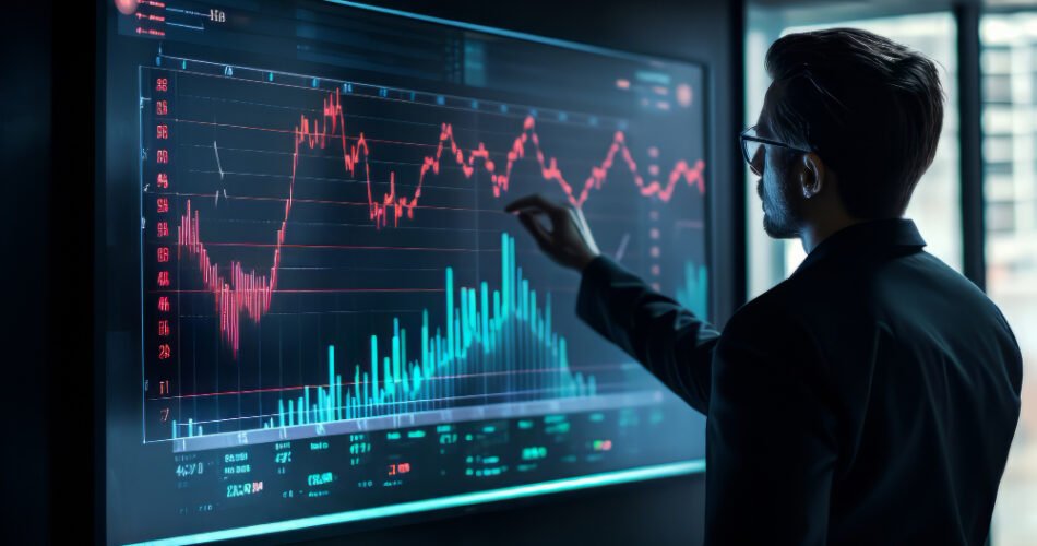 Pessoa usando ferramenta ERP e vendo os resultados na televisão